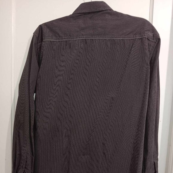 COASTAL MEN'S LONG SLEEVE SHIRT - DEEP BROWN & GRAY - MEN'S SIZE LARGE - Picture 3 of 3